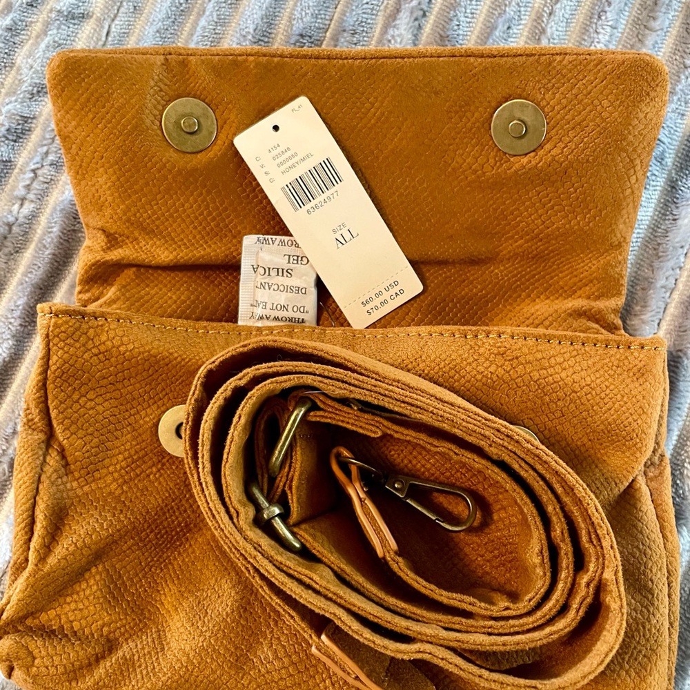 NWT!! Anthropologie Clutch~Crossbody Camel           Faux Suede Bag